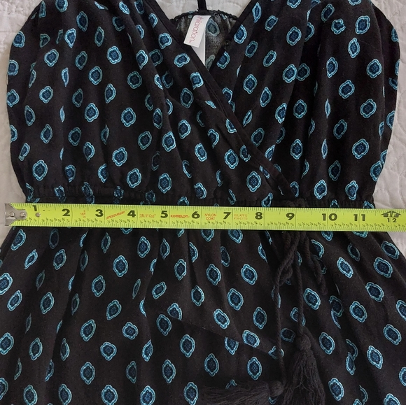 Xhilaration - Black & Blue Geometric Floral Spaghetti Strap Maxi Dress w/ Slit - Picture 8 of 10